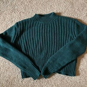 Pacsun Teal Cropped Knit Sweater
